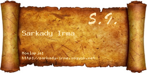 Sarkady Irma névjegykártya